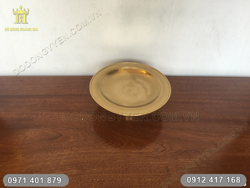 đĩa đựng hoa quả bằng đồng đúc trơn